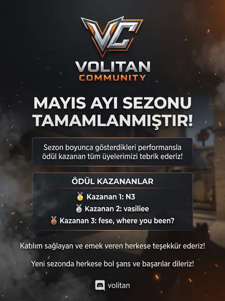 📢 Mayıs ayı sezonu tamamlanmıştır.